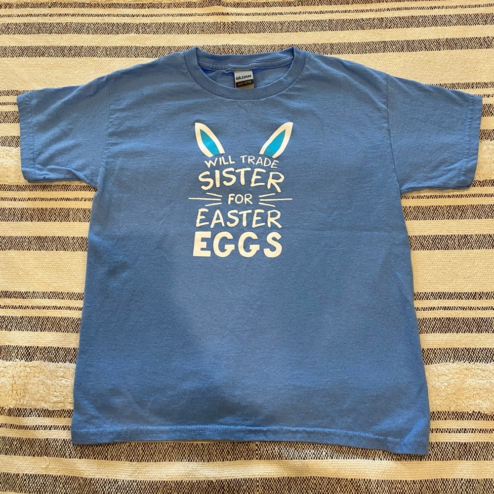 Kid’s youth small shirt. Blue. Perfect for Easter! Perfect condition! Worn once